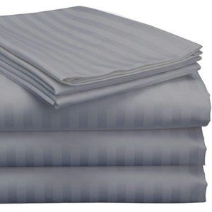 Split California King Sheets for Adjustable Beds - Silver Stripe (5 Pc)